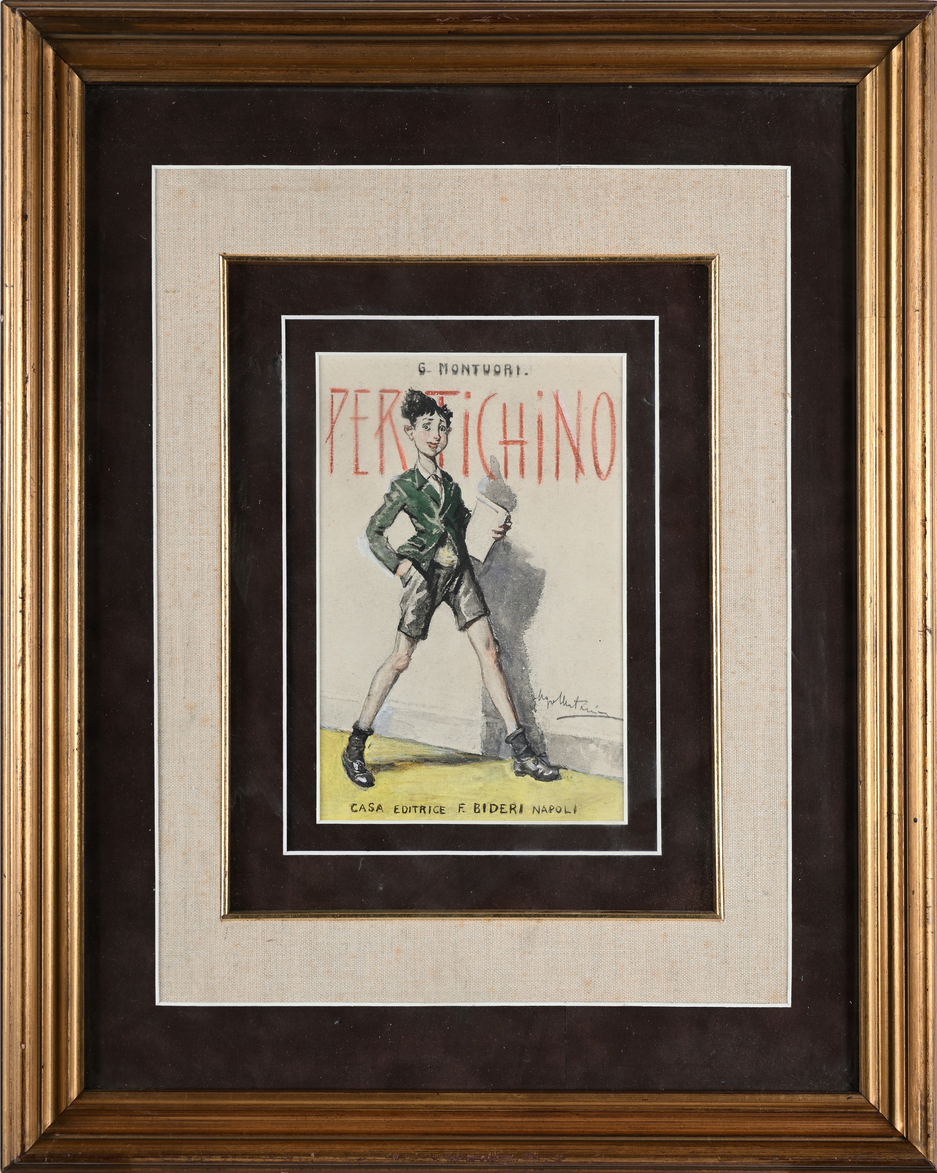 Ugo Matania - Tavola originale per la copertina di «Le avventure di Pertichino, storia d’uno scol...