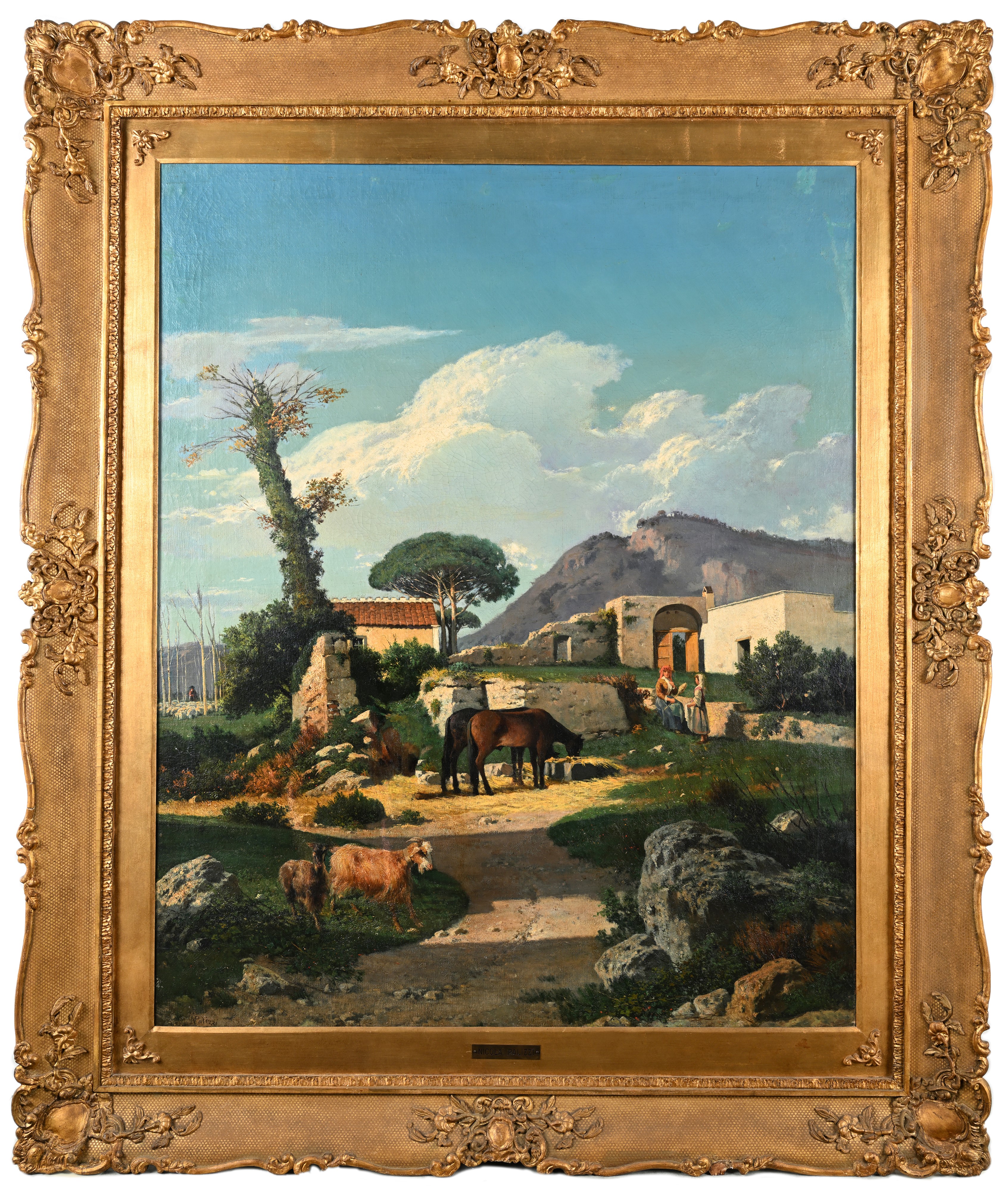 Nicola Palizzi - Dintorni di Napoli, olio su tela