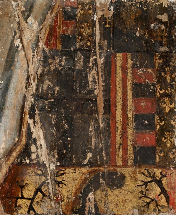 Formella rettangolare in legno dipinto, XVII secolo