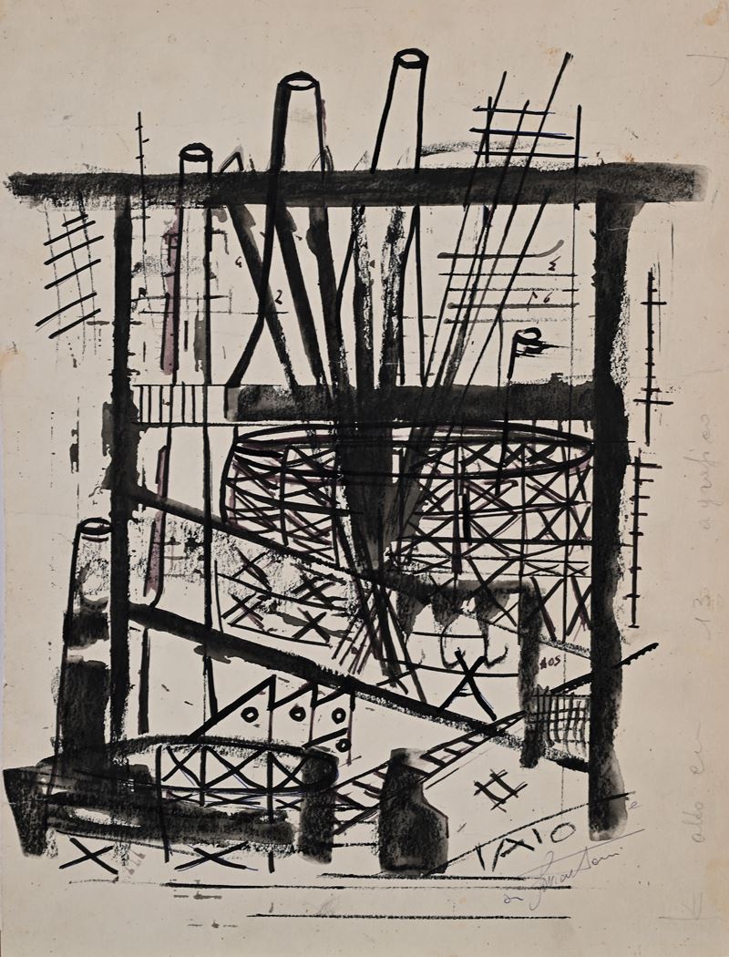 Tato - Autore bolognese (1896–1974), Paesaggio industriale con ciminiere e gazometro
