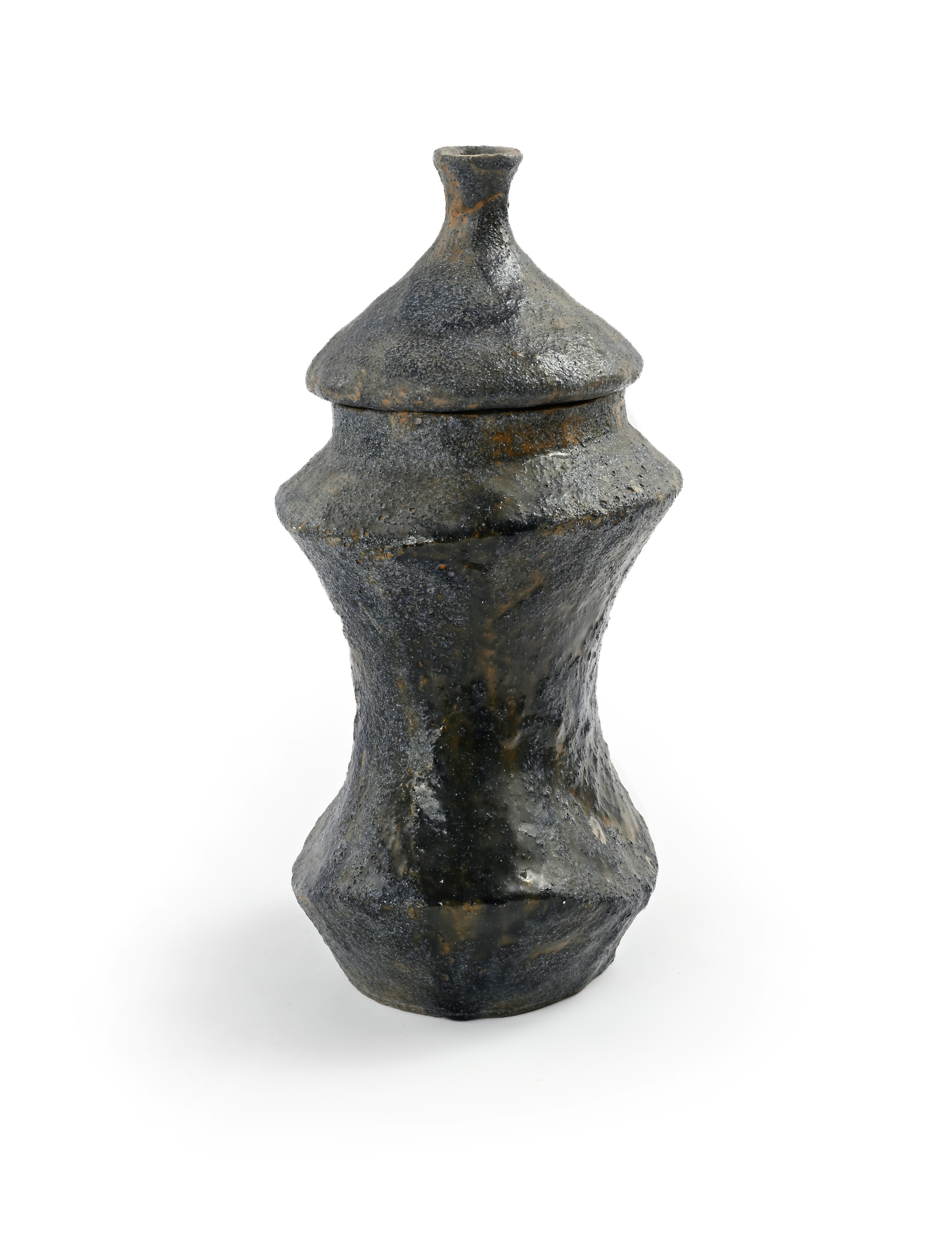Brocca con coperchio in ceramica smaltata blu