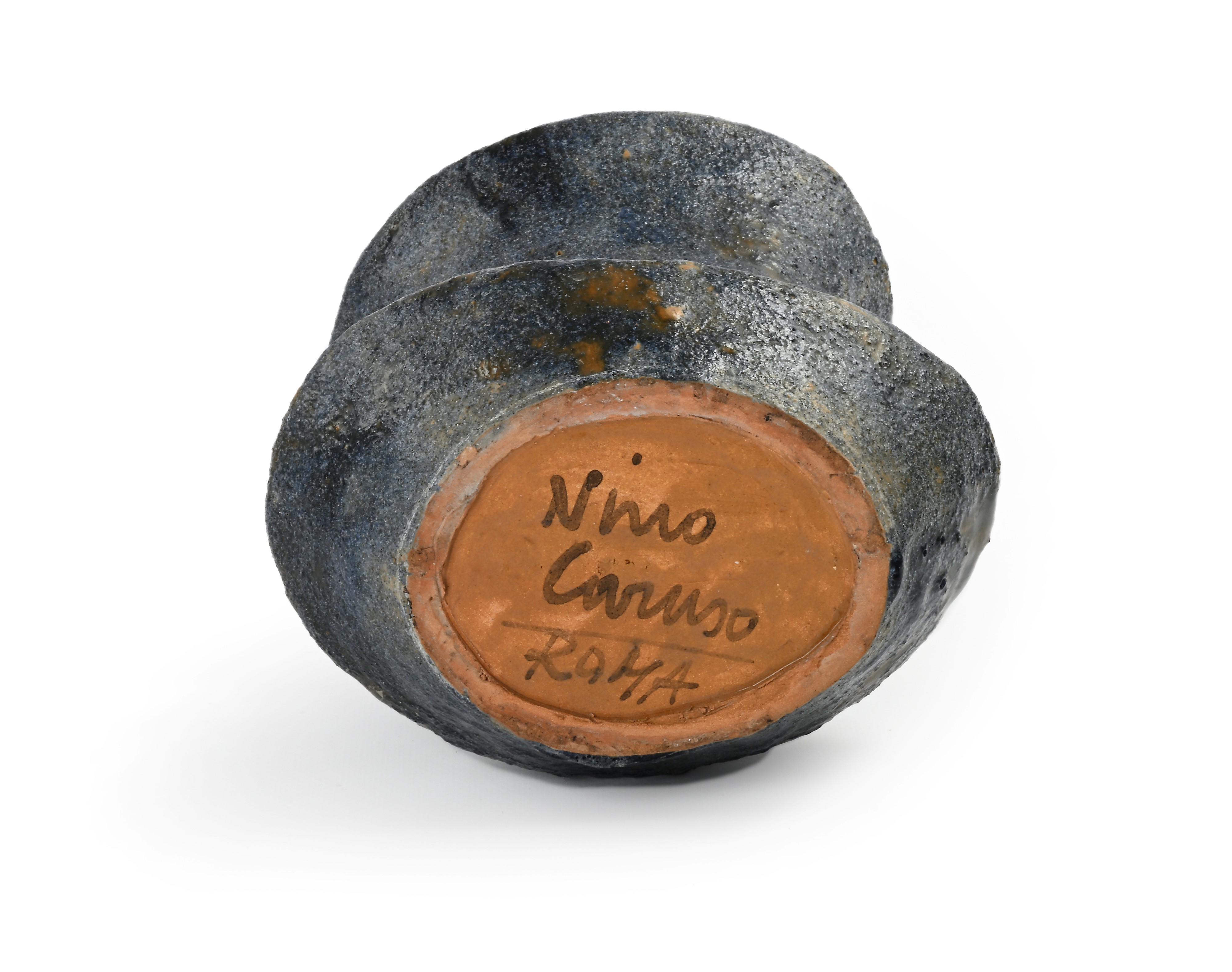 Brocca con coperchio in ceramica smaltata blu