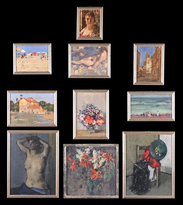 Salvatore Antonio Guarino - Dieci dipinti di soggetti diversi, in cornice