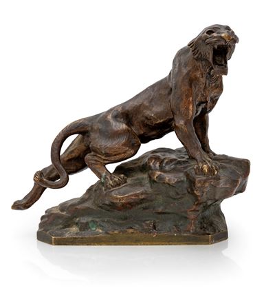 Pantera ruggente in bronzo