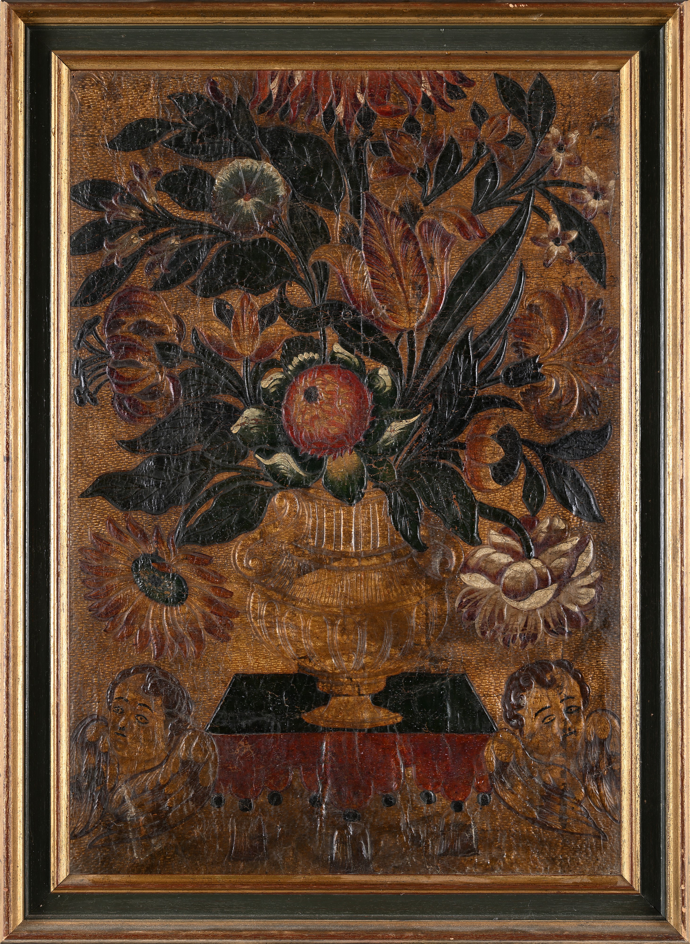 Pannello in cuoio di Cordova, Spagna, XIX secolo