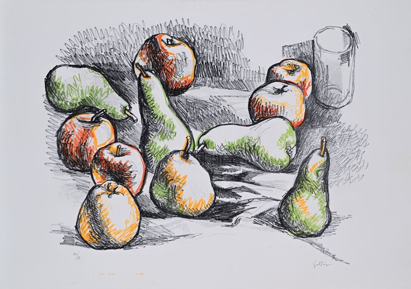 Natura morta di pere e mele