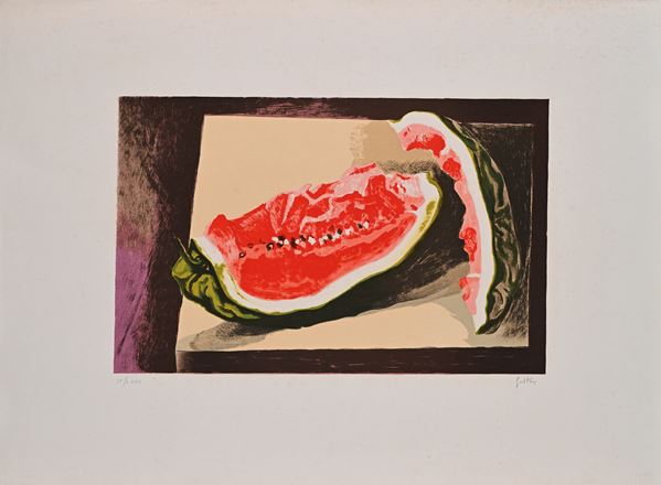 Renato Guttuso : L'anguria  - Litografia - Asta Grafica Internazionale e Multipli d'Autore - Casa d'Aste Arcadia