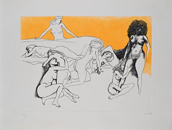 Renato Guttuso : Fantasia  - Acquaforte/acquatinta - Asta Grafica Internazionale e Multipli d'Autore - Casa d'Aste Arcadia