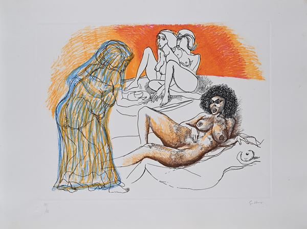 Renato Guttuso : Fantasia  - Litografia - Asta Grafica Internazionale e Multipli d'Autore - Casa d'Aste Arcadia