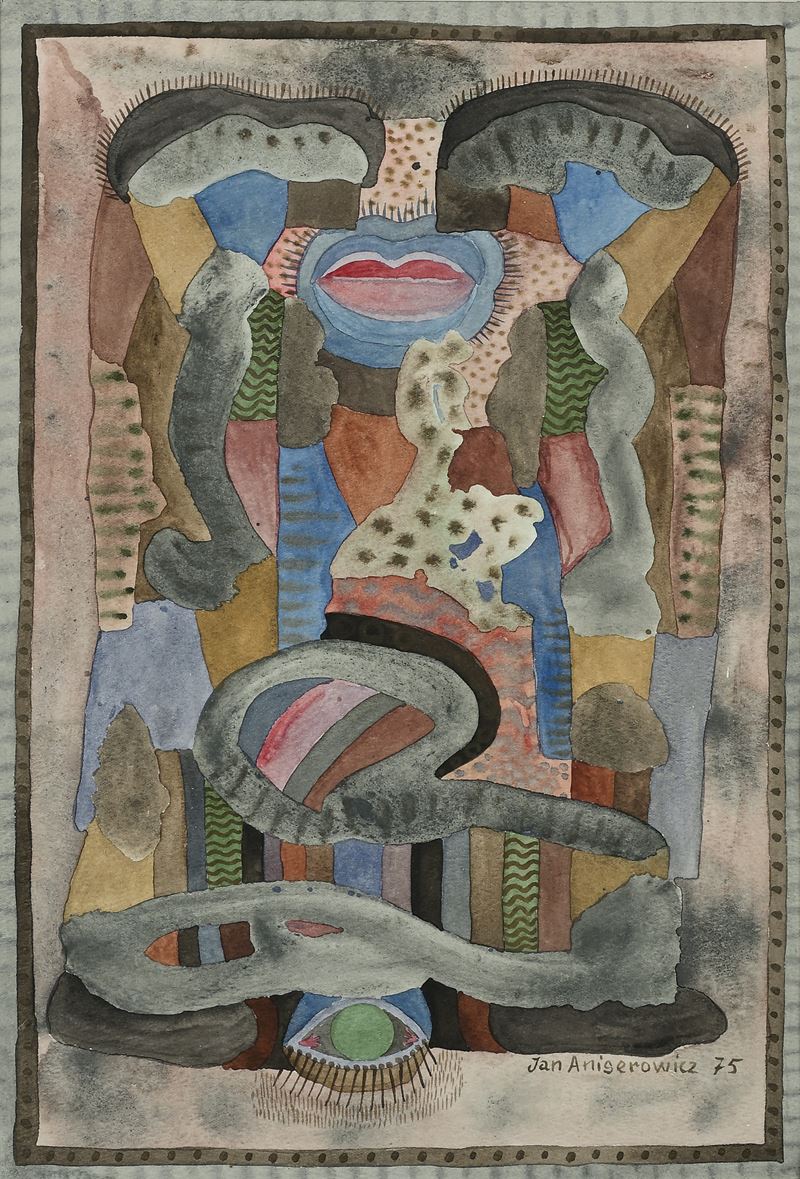 Jan Aniserowicz - Senza titolo (acquarello su carta), 1975