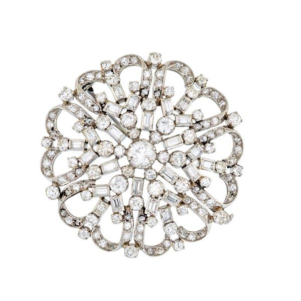 Spilla in oro bianco con brillanti