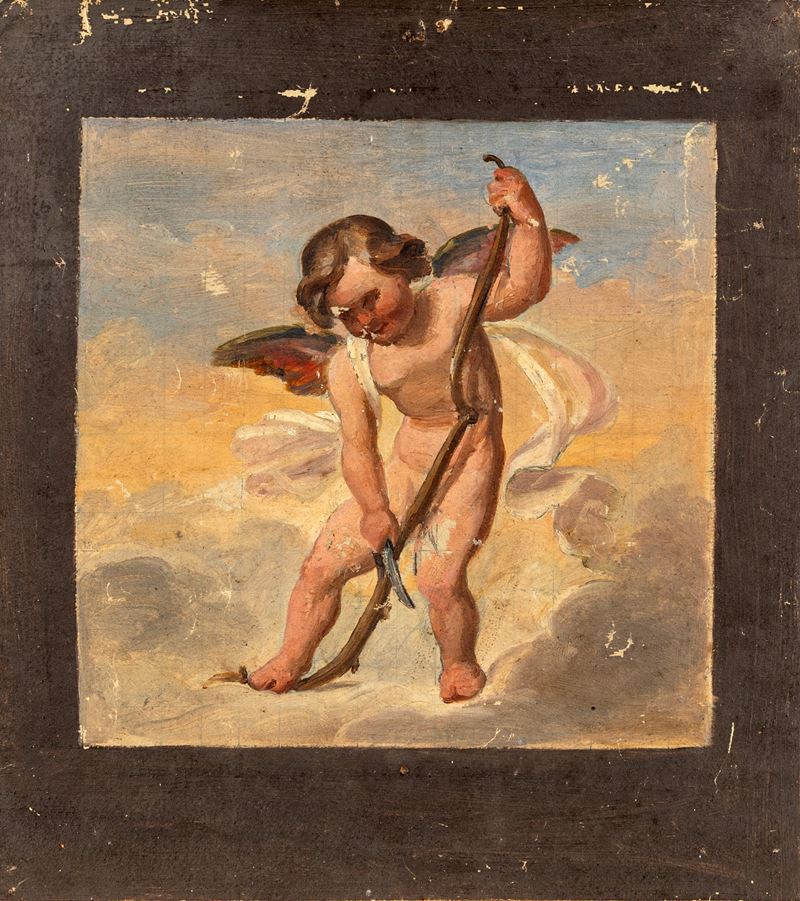 Recto: Studio di Amore che tende l'arco - Verso: Studi di ornamenti