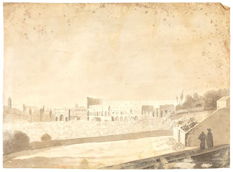 Scuola Romana del XIX Secolo - Veduta del Colosseo