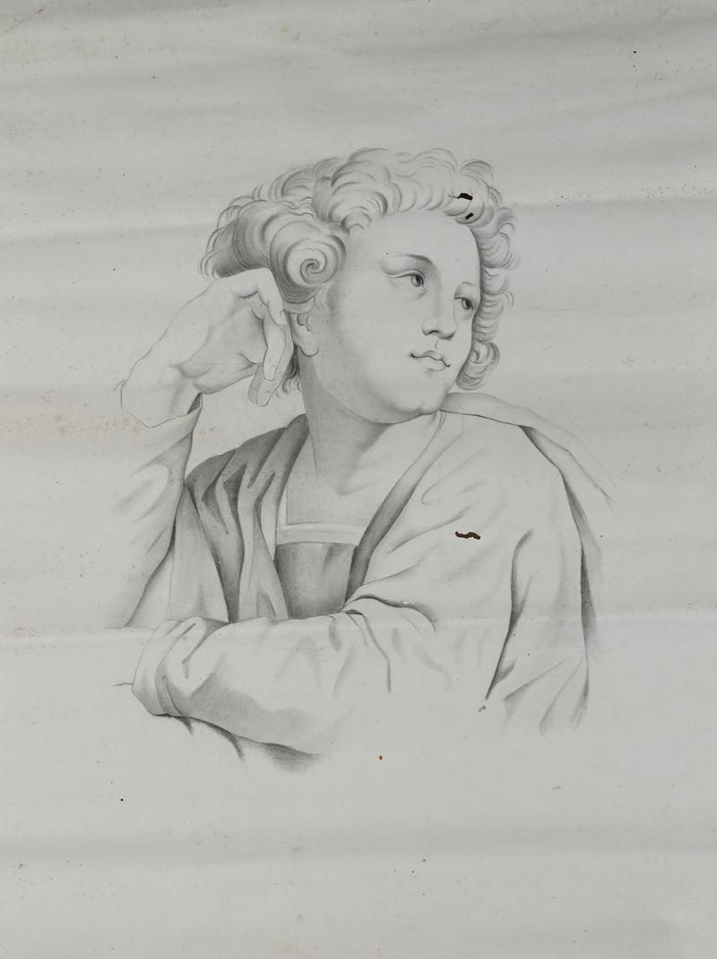 Pittore Purista del XIX Secolo - Studio da Raffaello: teste per la “Celebre Scuola d’Atene” (mati...