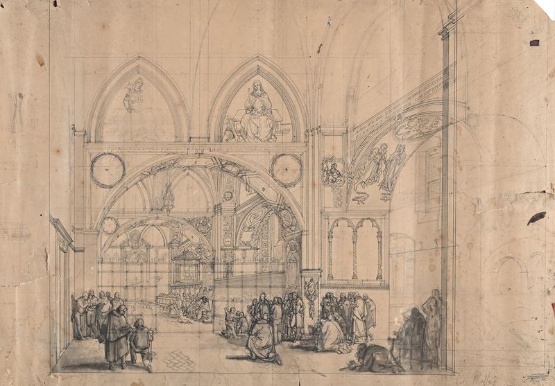 Recto: Studio per affresco a Siena - Verso: Studi geometrici