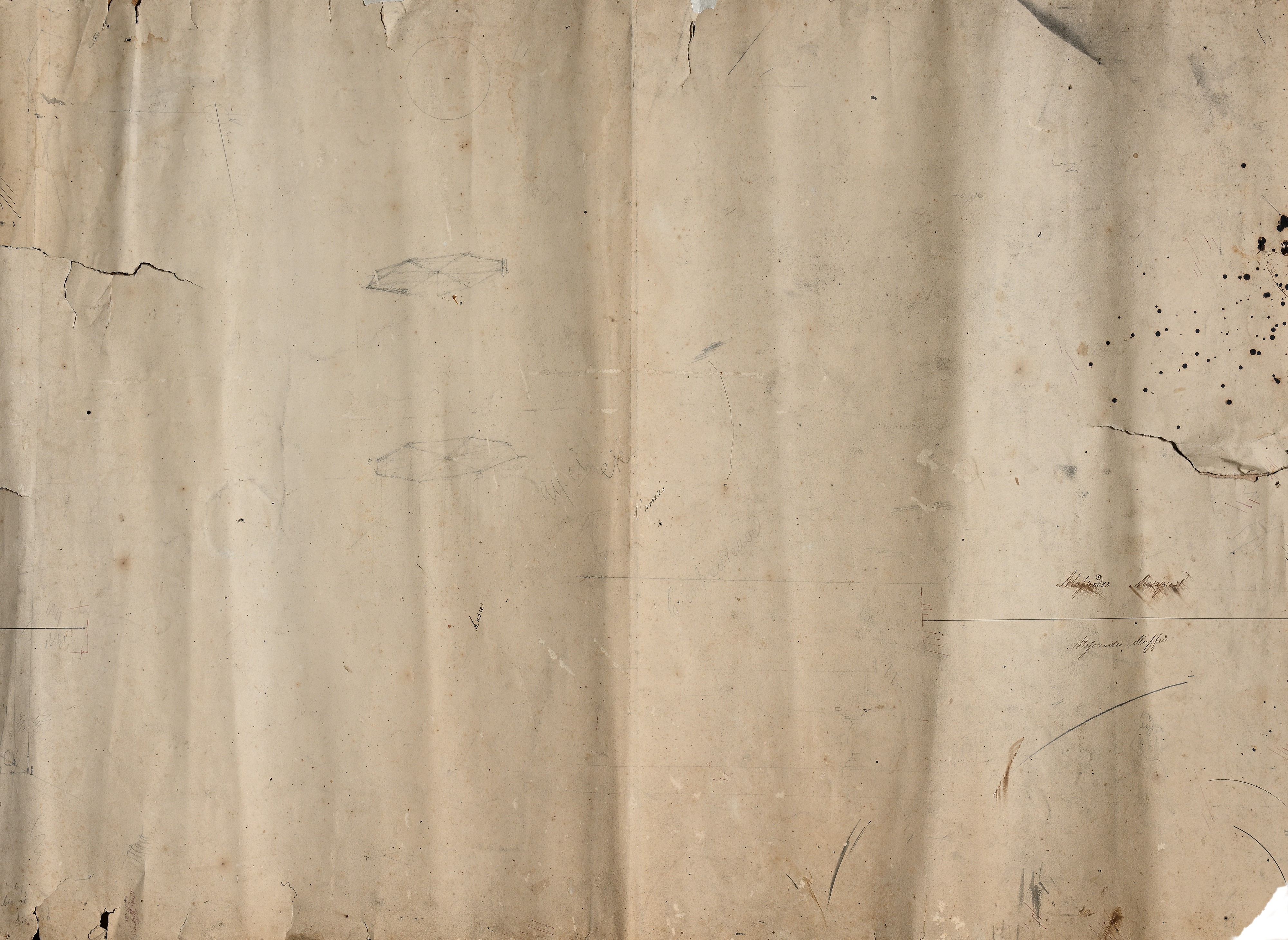 Cesare Maffei - Studio per affresco a Siena. Studi geometrici (recto e verso)