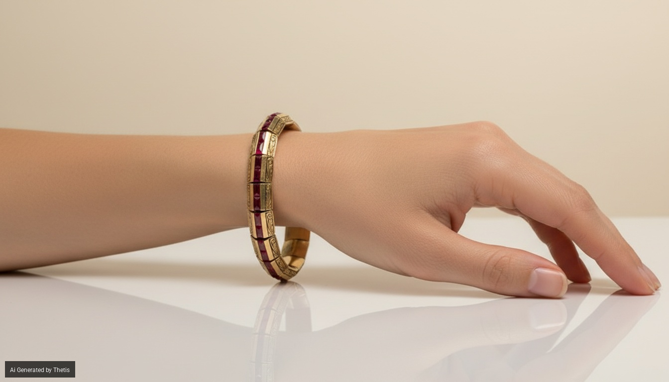 Bracciale Art Decò in oro e pietre rosse