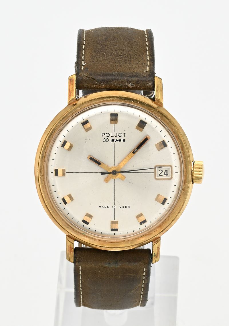Poljot 2616 - Orologio da polso automatico con datario da uomo in metallo placcato in oro giallo ...