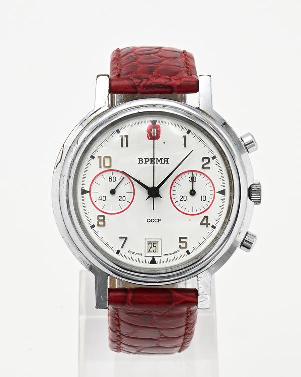 Vremia (Poljot 3133) - Orologio da polso cronografo con datario manuale da uomo in acciaio