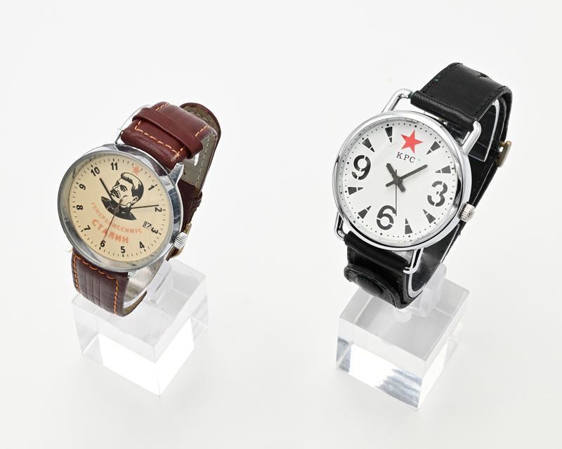 2 orologi da polso a carica manuale russi da uomo in metallo cromato