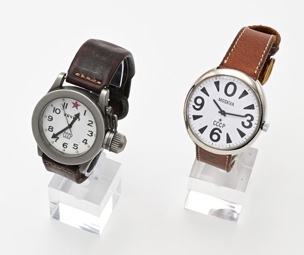 Soviet - 2 orologi da polso al quarzo da uomo in metallo cromato ed acciaio