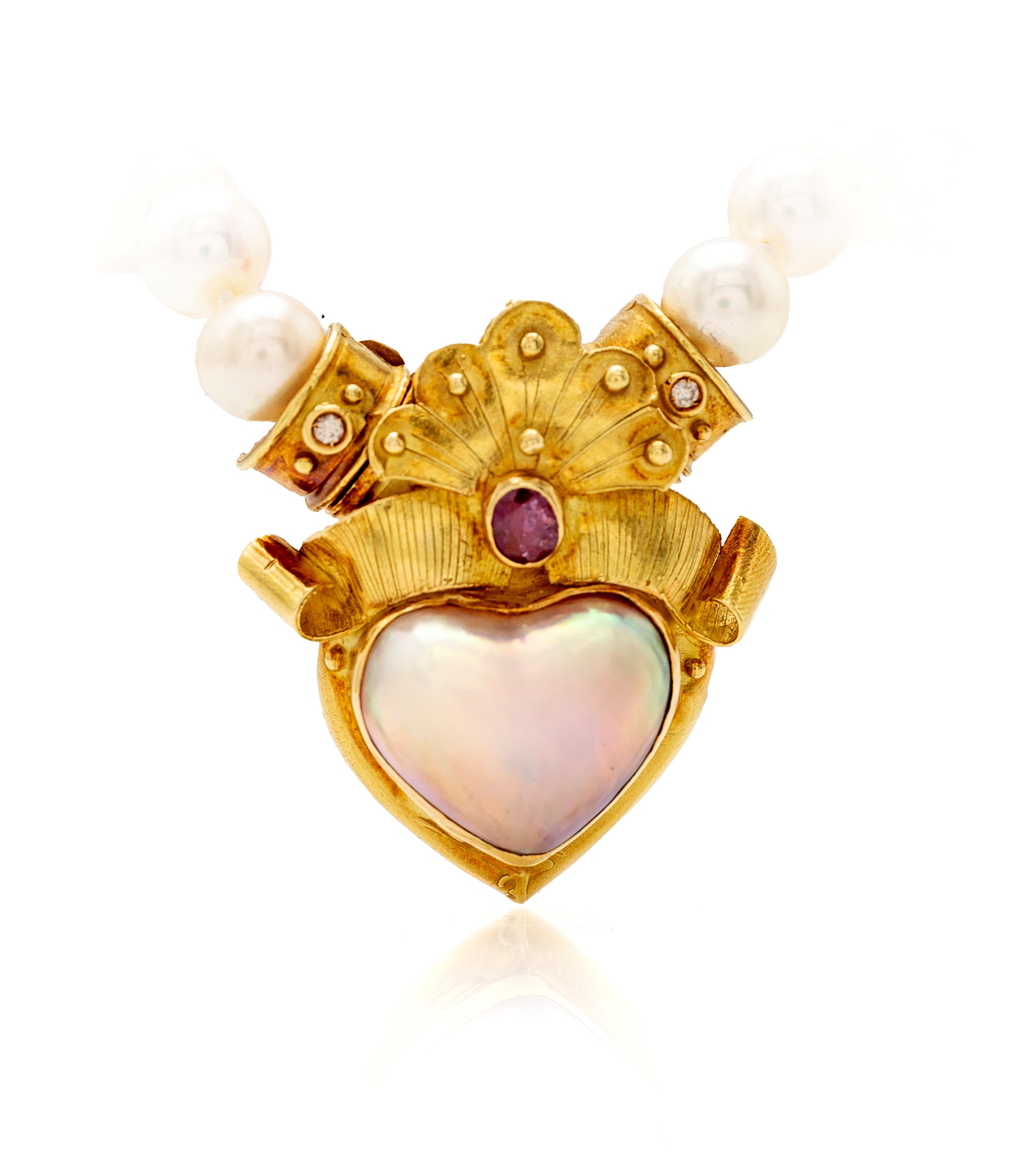 Collana di perle e oro giallo 750/000, perle da coltivazione mm 8½