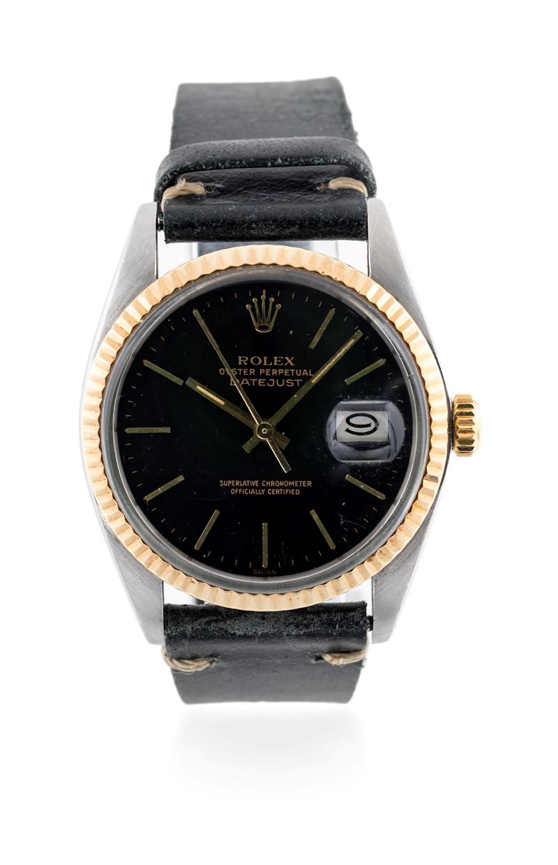 Rolex, Datejust Ref. 16013 in acciaio e oro, quadrante nero