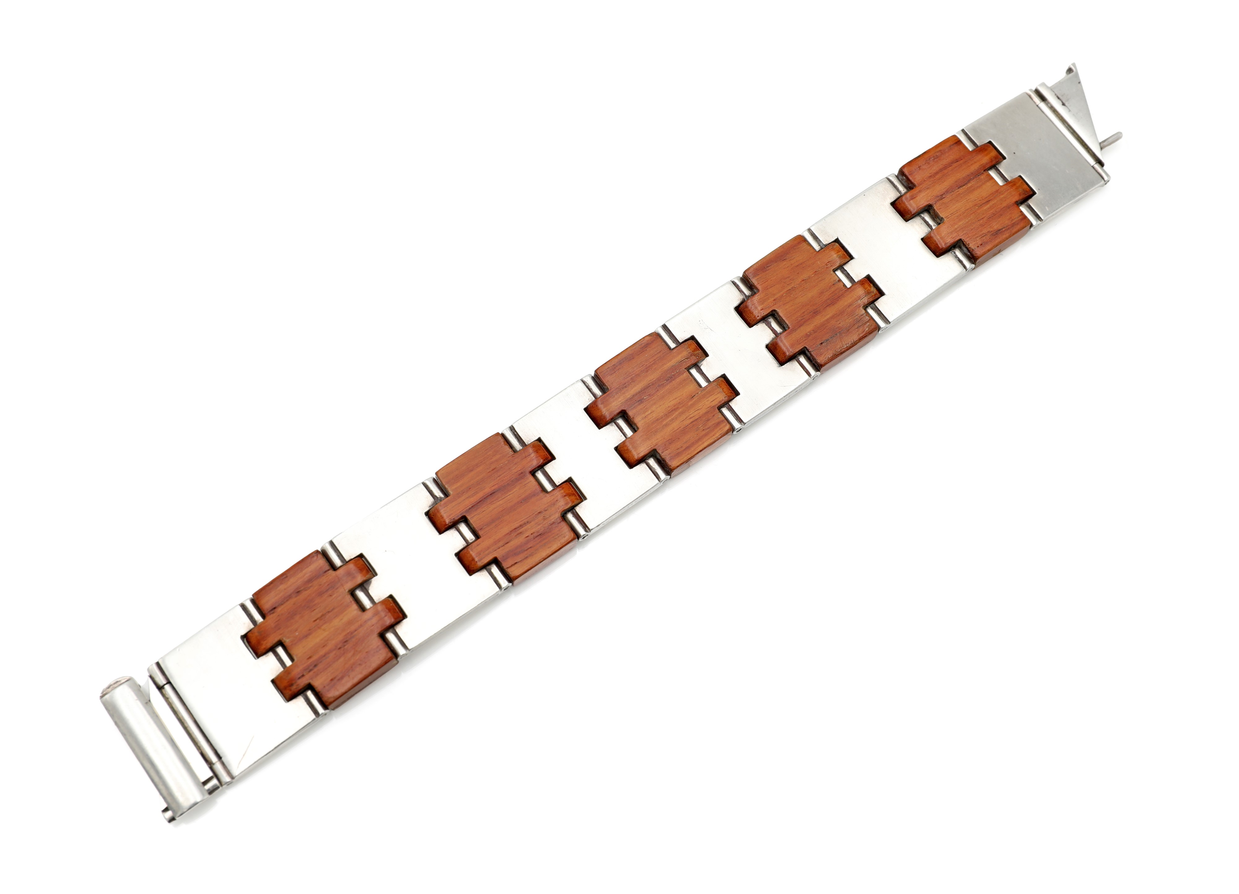Gucci, bracciale in argento 925/000 e legno (anni '70)