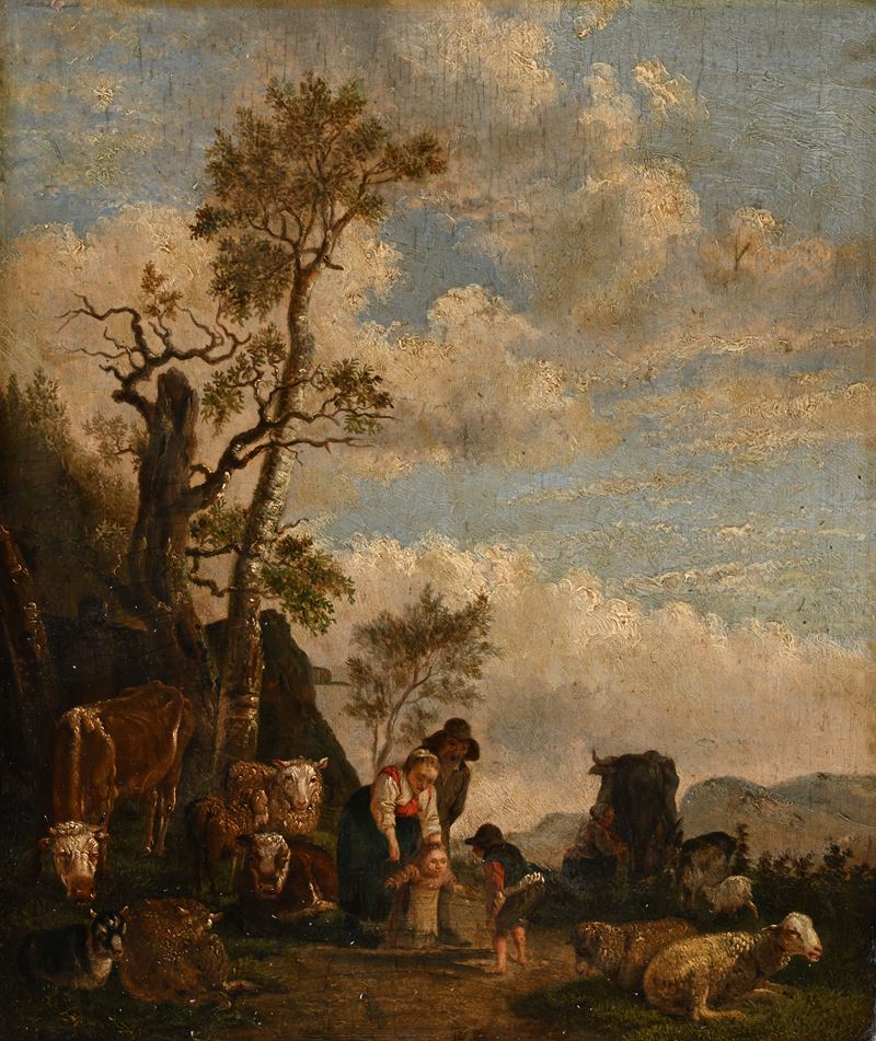 Scuola Romana del XVIII Secolo - Scena di campagna