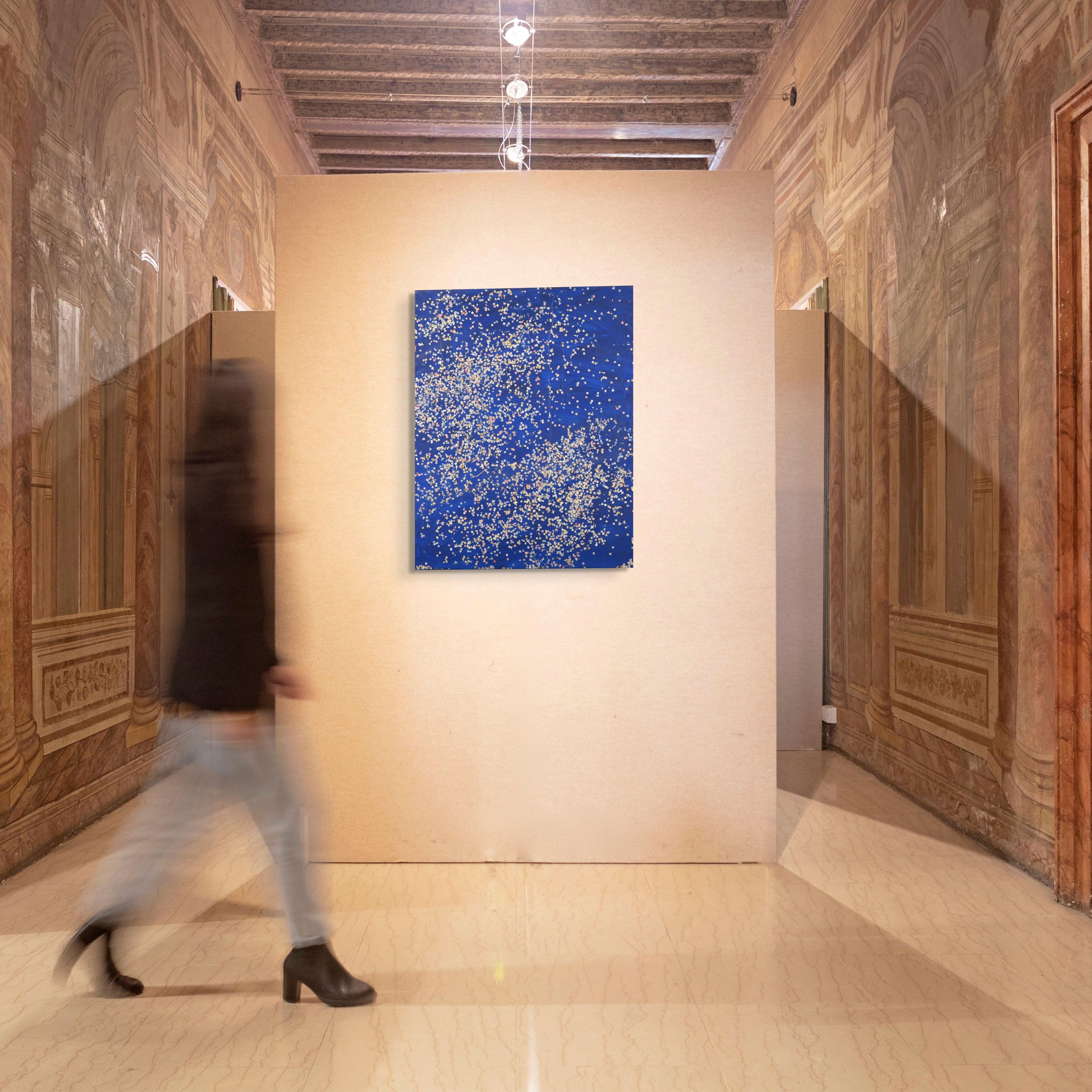 Tano Festa - Coriandoli (coriandoli e acrilici blu su tela), 1987