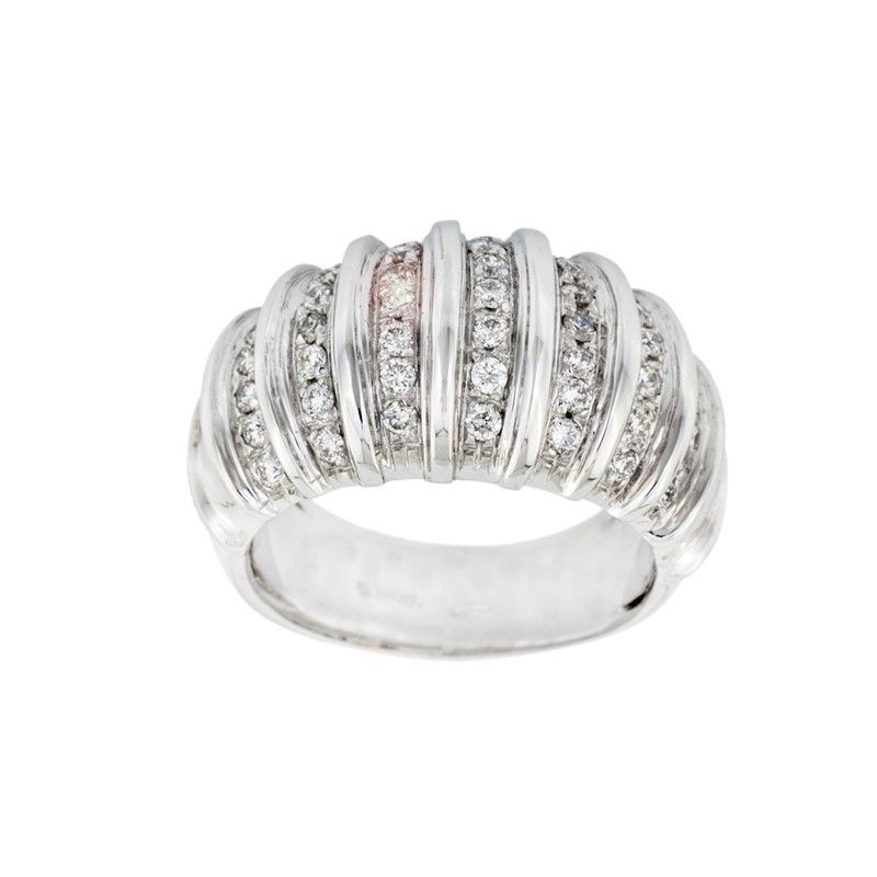 Anello in Oro Bianco con Boule di Brillanti