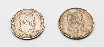 5 Lire 1870, emissione Roma e Milano