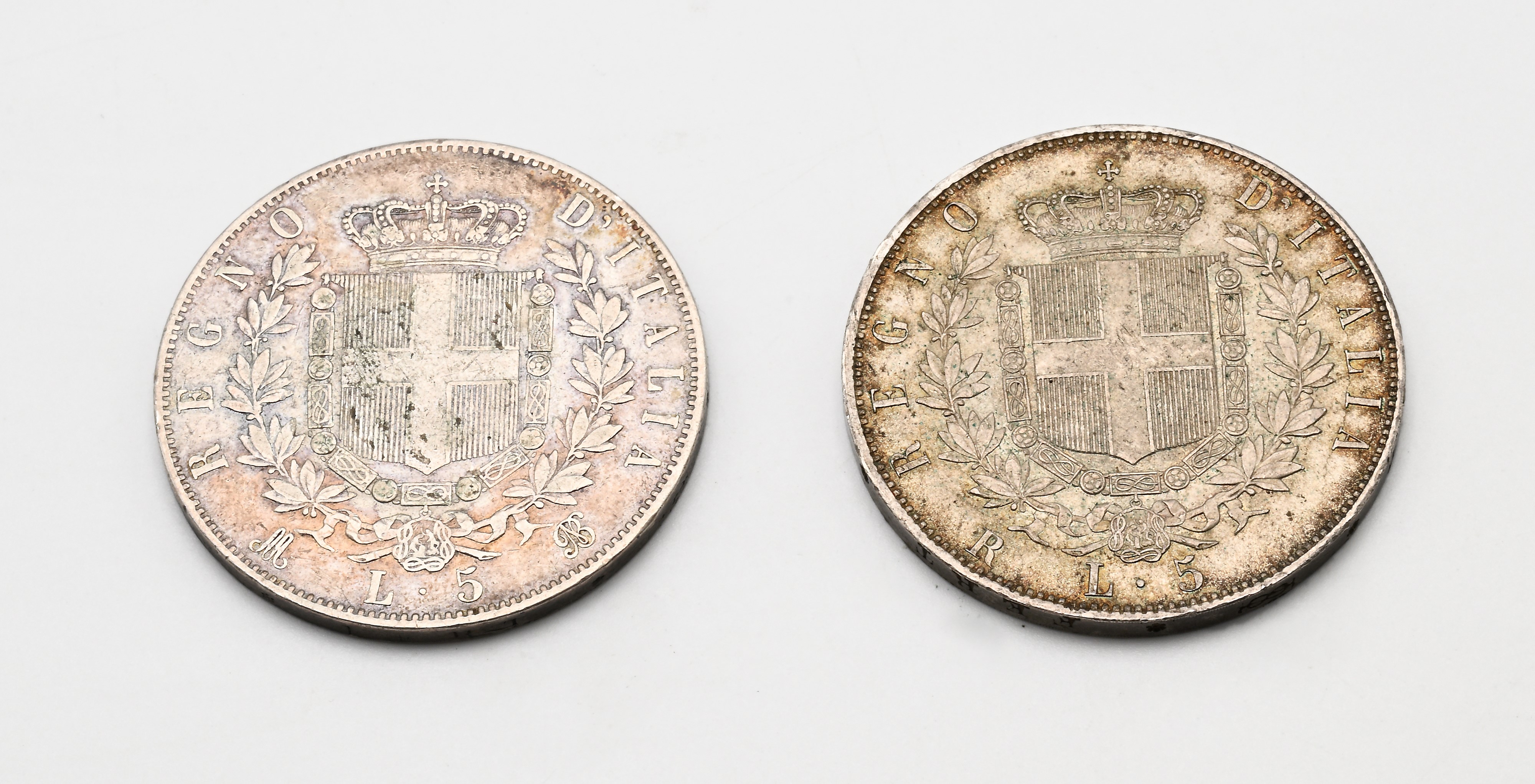 5 Lire 1870, emissione Roma e Milano