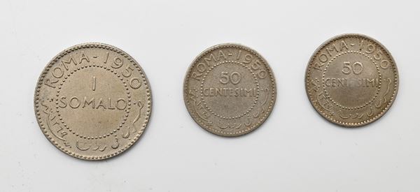 Somalia AFIS - 1 Somalo e monete da 50 Centesimi 1950
