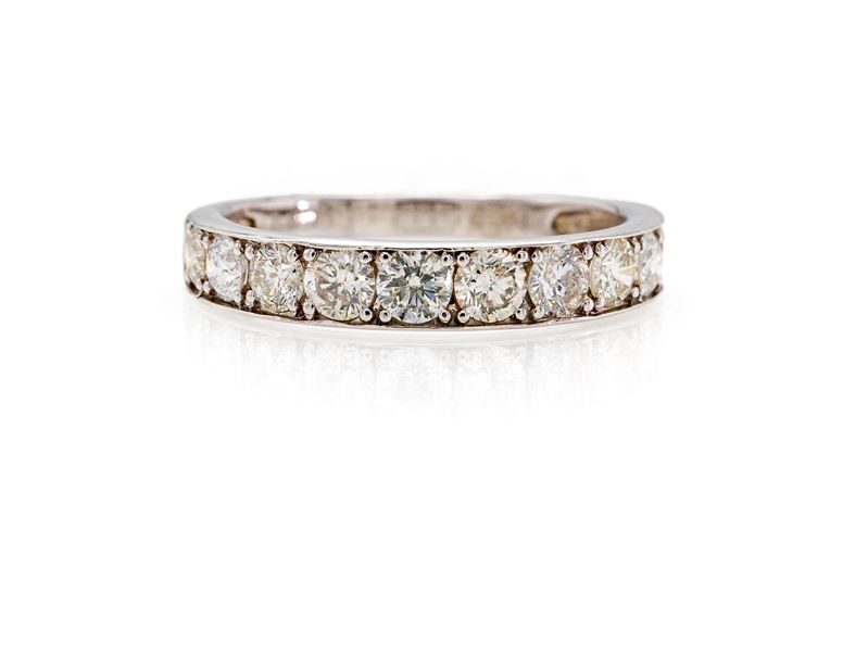 Riviera in platino 950/000 e diamanti rotondi brillanti, ct 1,00