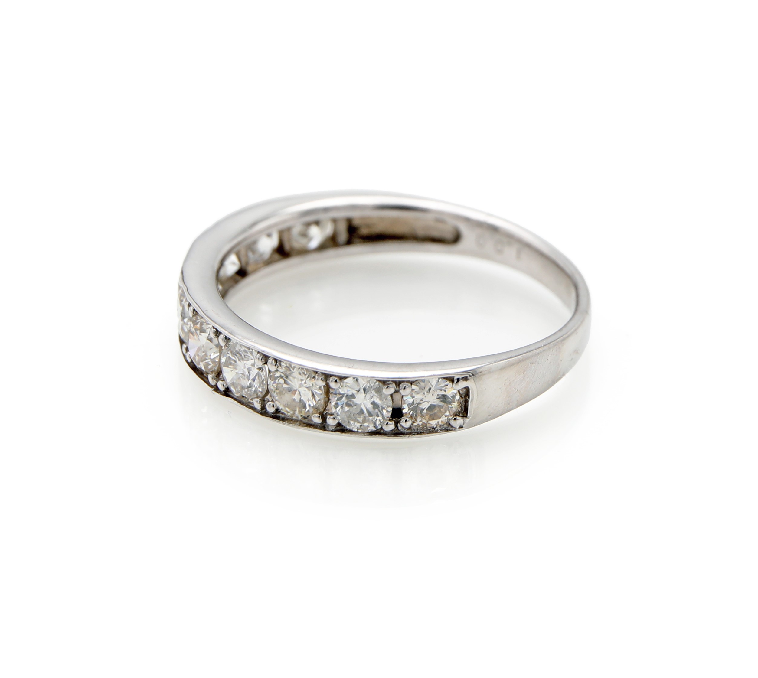 Riviera in platino 950/000 e diamanti rotondi brillanti, ct 1,00