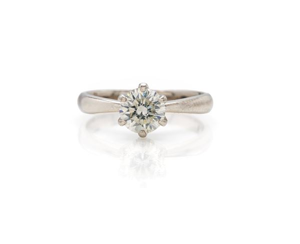 Anello in platino e brillante solitario  - Asta Importanti Gioielli - Casa d'Aste Arcadia