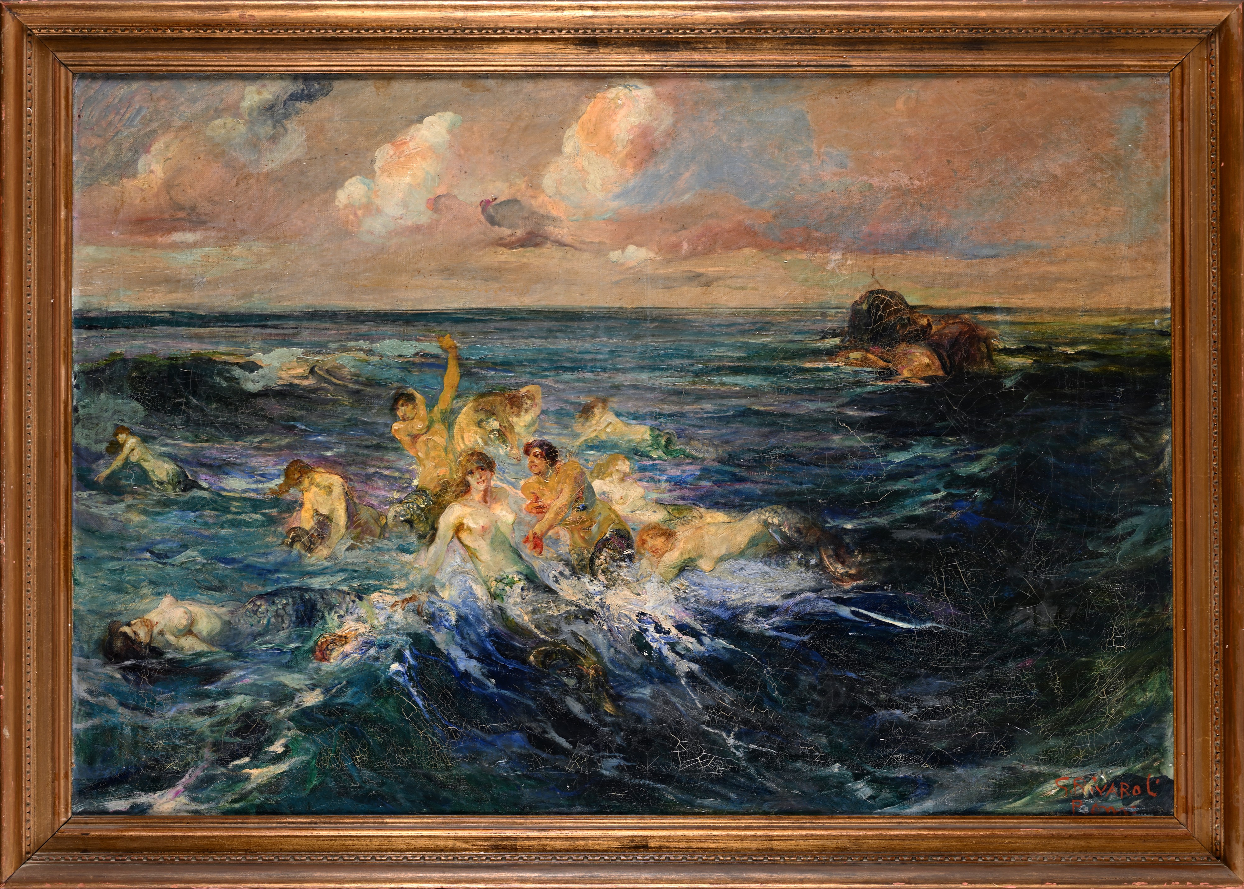 Giuseppe Rivaroli - Sirene, olio su tela