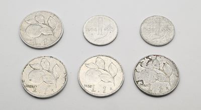 Repubblica Italiana, serie di Lire 1 (1946, 1950, 1956, 1959) – 4 monete