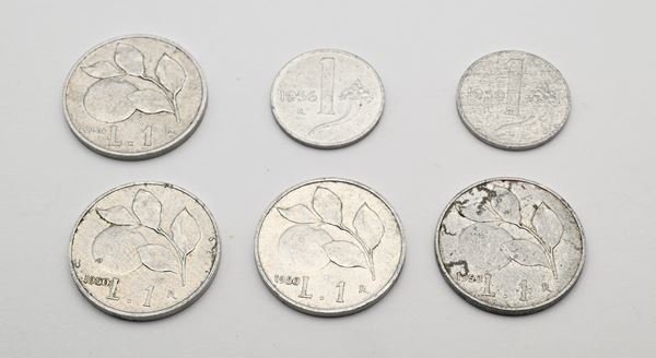 Repubblica Italia - 1 Lira 1946, 1 Lira 1950 (3 monete), 1956 e 1959