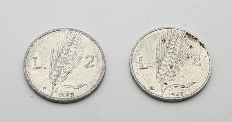 Repubblica Italiana, 2 Lire 1946 e 1949 (monete moderne)