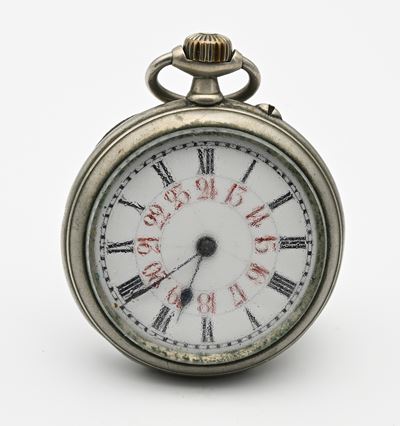 Longines, Orologio da tasca con scappamento ad ancora e remontoir, metallo cromato