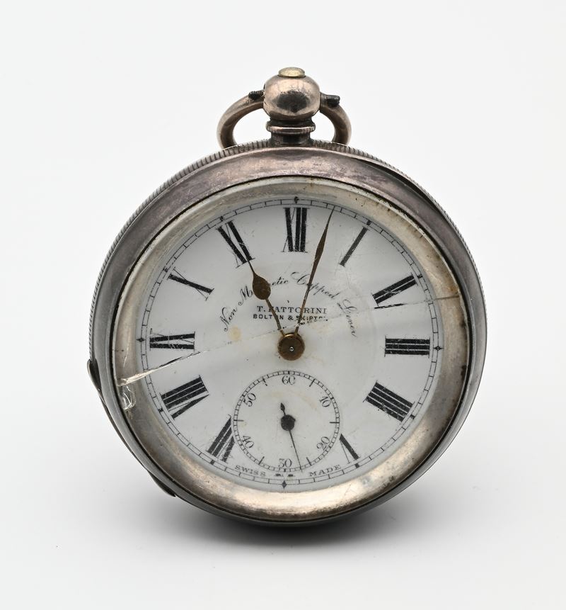 T. Fattorini Bolton & Skipton, Orologio da tasca svizzero in argento 935/000 con scappamento ad a...