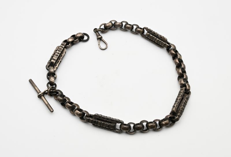 Catena da orologio in argento sterling, inizi XX secolo
