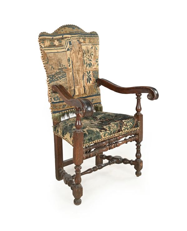 Poltrona in noce, Italia settentrionale, XVIII secolo