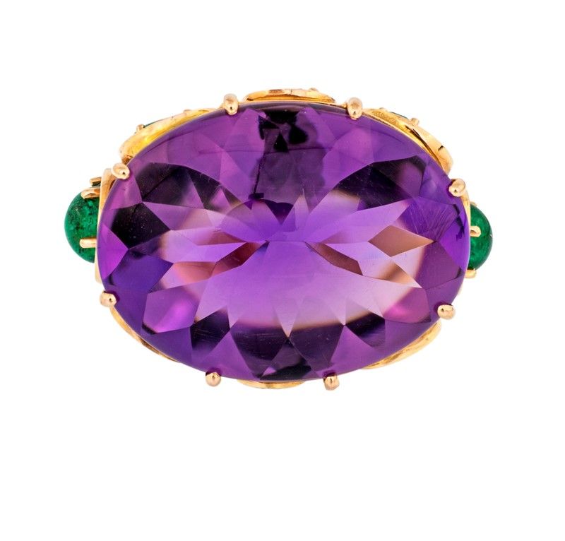 Anello in Oro Rosa con Ametista e Smeraldi