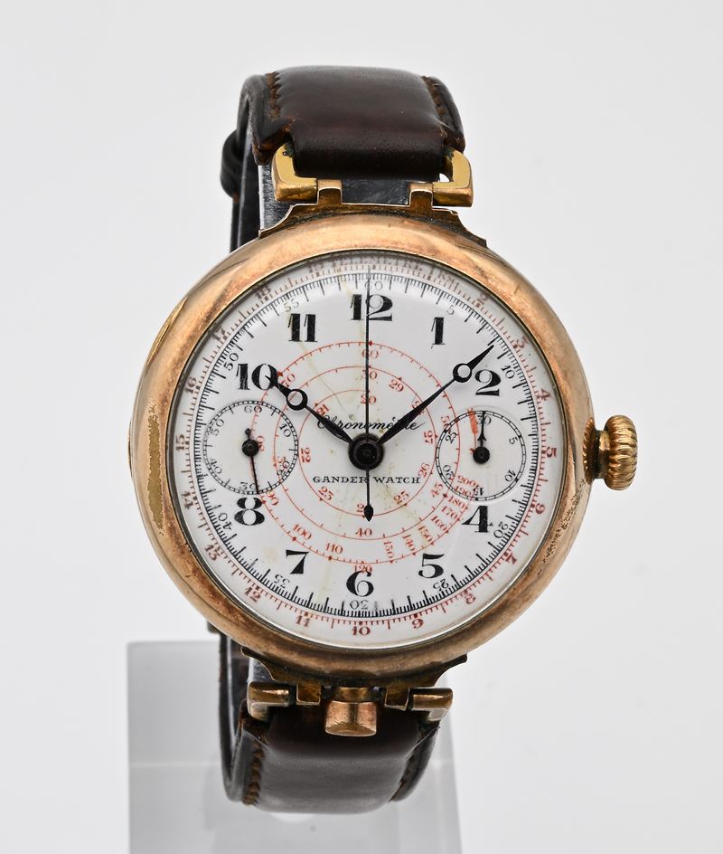 Gander Watch - Orologio da polso cronografo monopulsante a carica meccanica da uomo in metallo pl...