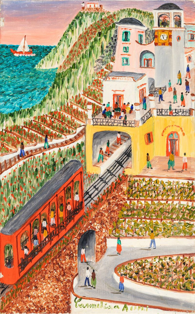 Carmelina Alberino Carmelina di Capri - La piazzetta a Capri con la funicolare