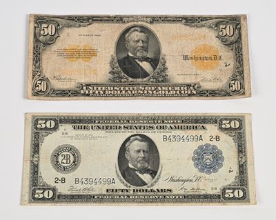 Banconote statunitensi, 50 Dollari 1914 (New York) e 50 Dollari oro 1922