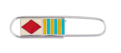 Pinza Soldi in Oro Bianco con Bandiere Smaltate